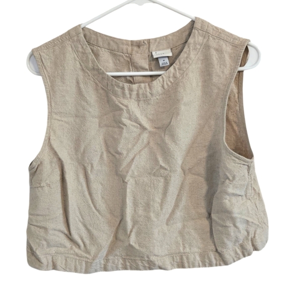 A New Day Linen Crop Tank Top Beige Size M Bottom Down - Picture 1 of 4